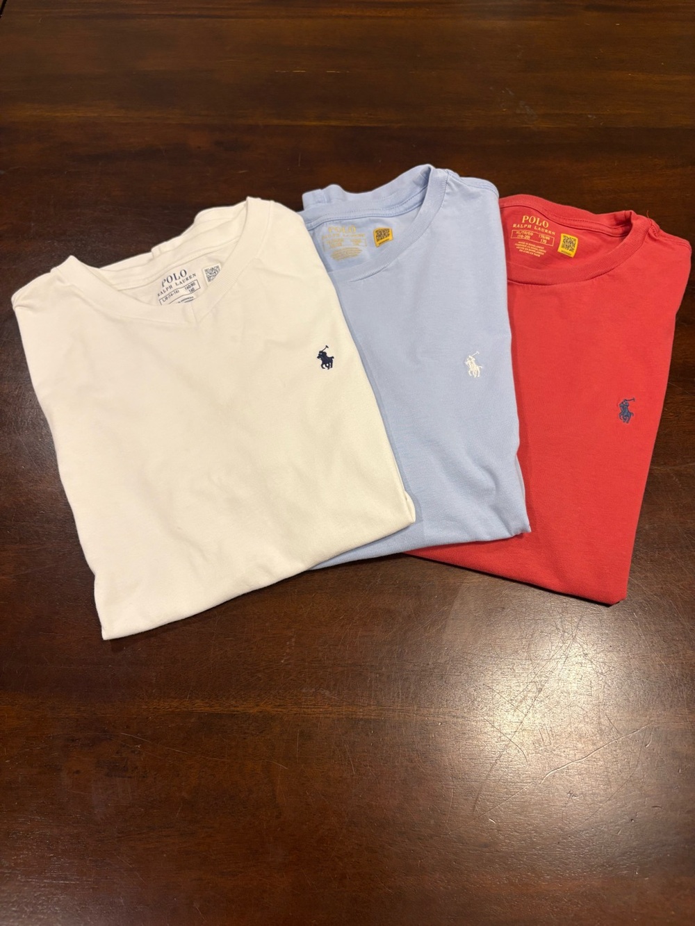 Polo Ralph Lauren T-Shirt Lot of 3 Boys XL 18-20 White Blue Red Pony Logo